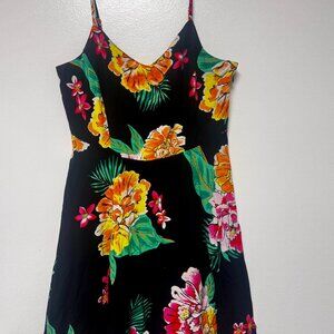 Old Navy The Cami Dress Black Floral Dress Strappy Sz Small Fit & Flare